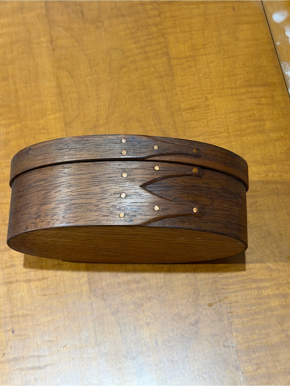 Vintage Wooden Shaker Style Oval Box Finger Joint Rustic Decor